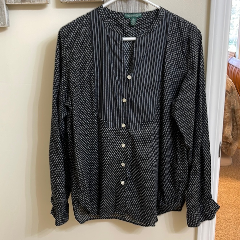Lauren by Ralph Lauren light weight cotton button down blouse.